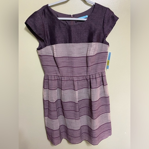 Antonio Melani Purple Striped Dress, Size‎ 12, NWT